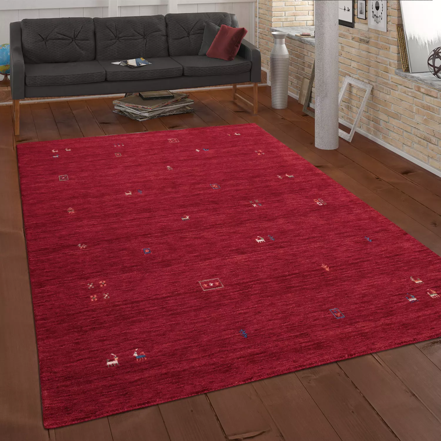 Gabbeh-Teppich Majestic Rot 120x170 Cm