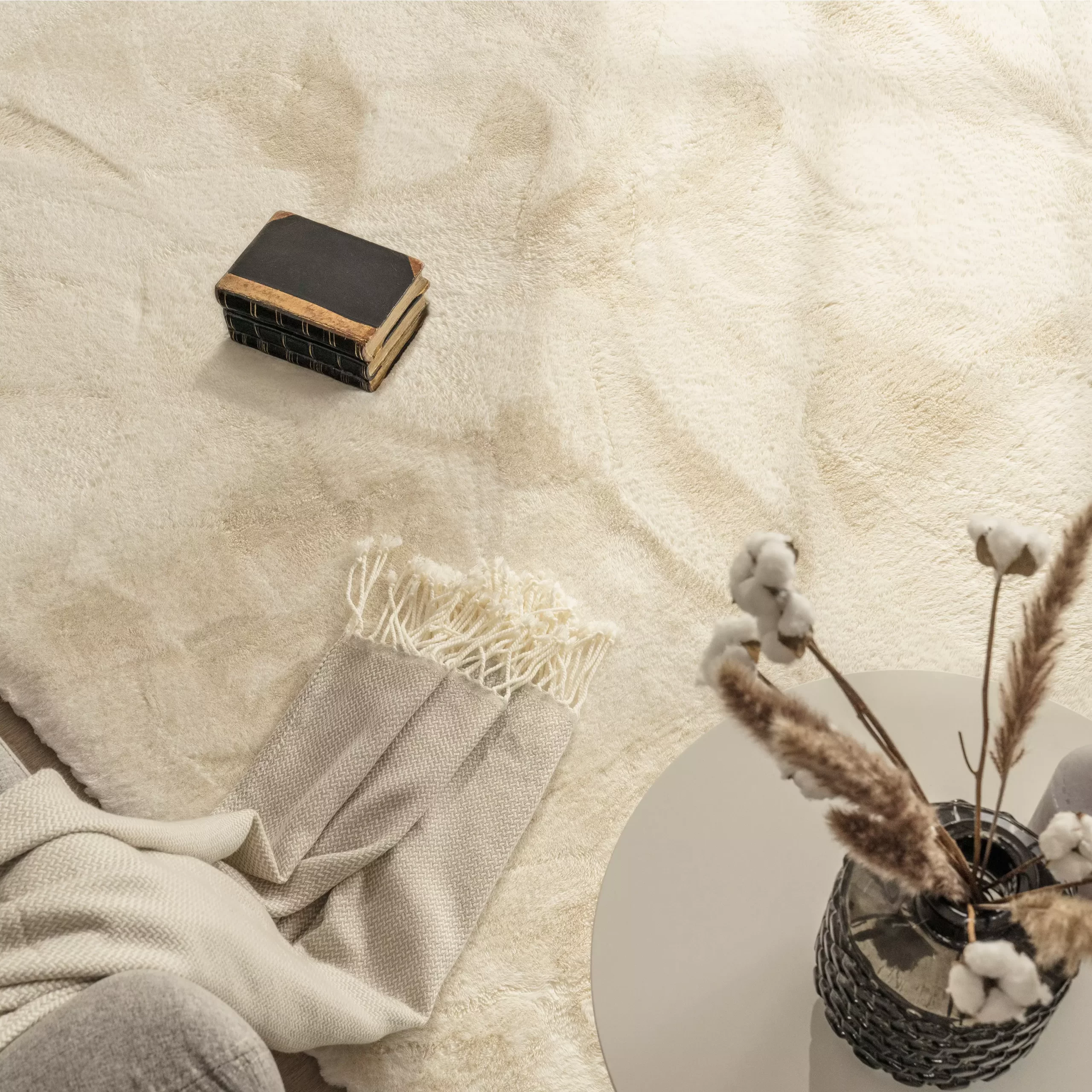 Fellteppich Fluffy Deluxe Creme 120 Cm Rund