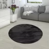 Fellteppich Fluffy Schwarz 80 Cm Rund