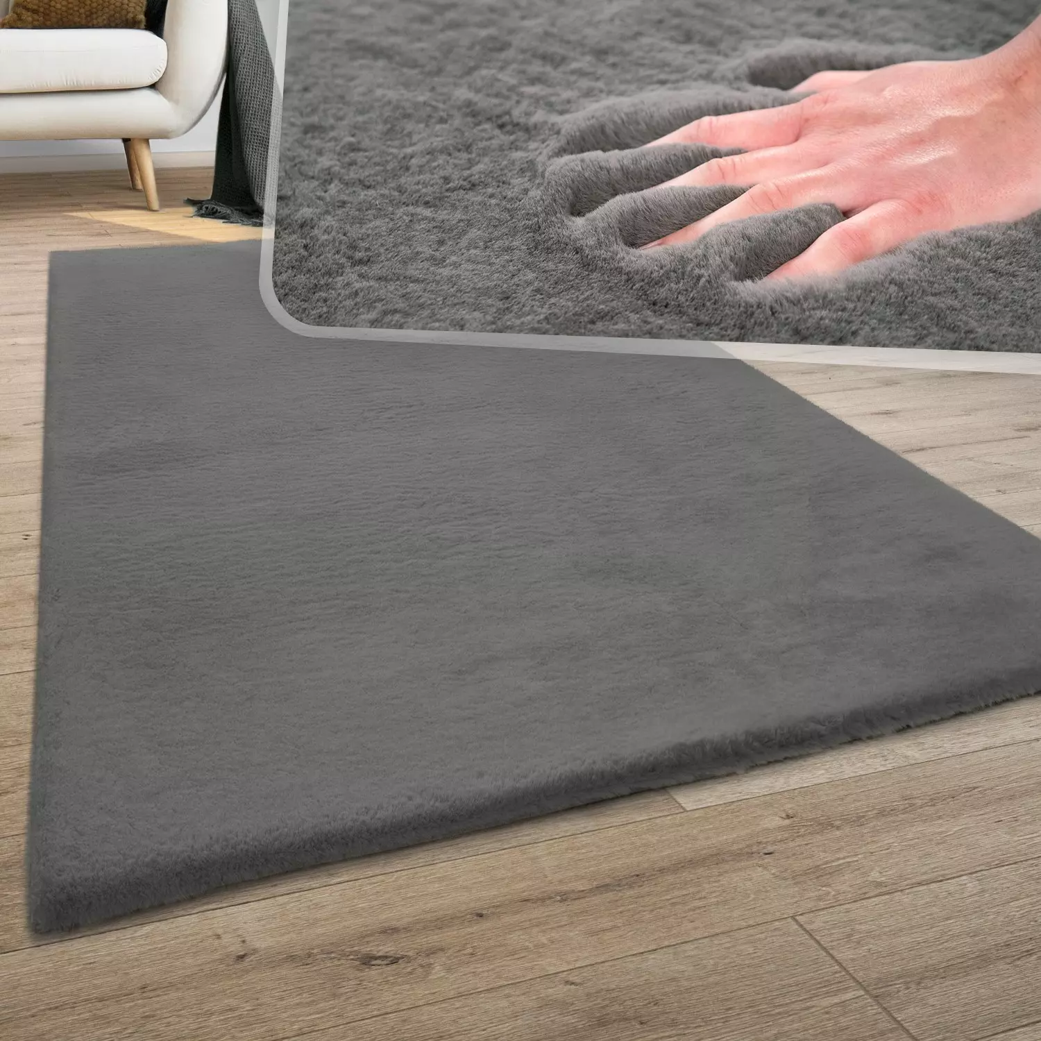 Flauschiger-Teppich Solina Anthrazit 140x200 Cm – Bild 2