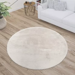 Flauschiger-Teppich Solina Creme 80 Cm Rund