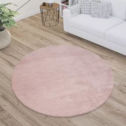 Flauschiger-Teppich Solina Pink 200 Cm Rund