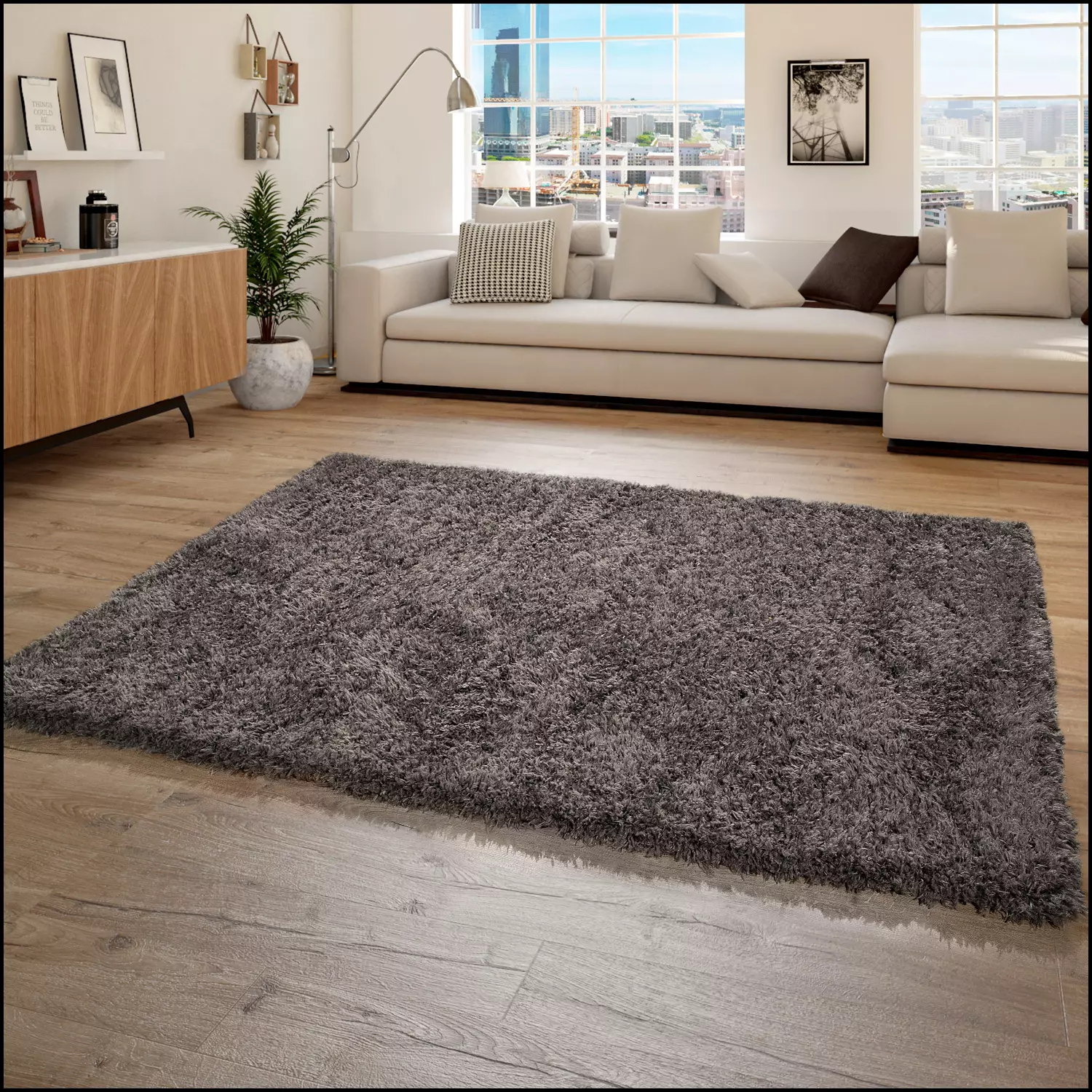 Hochflor-Teppich Milan Anthrazit 200x290 Cm