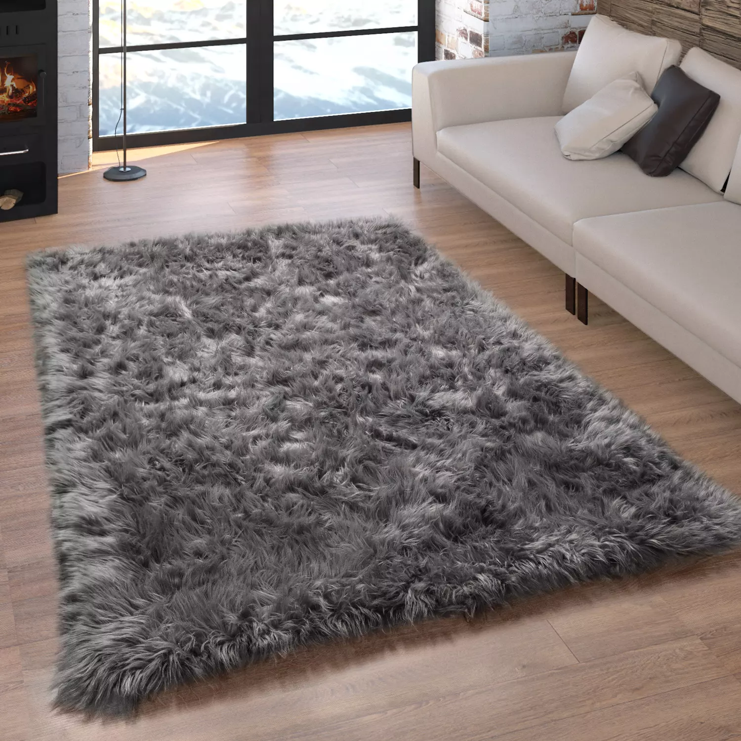Hochflor-Teppich Playara Anthrazit 50x150 Cm