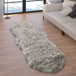 Hochflor-Teppich Playara Grau 55x160 Cm Fell-Form