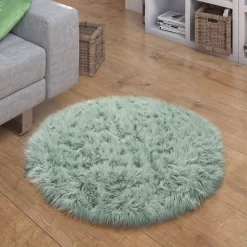 Hochflor-Teppich Playara Mint-Grün 120 Cm Rund
