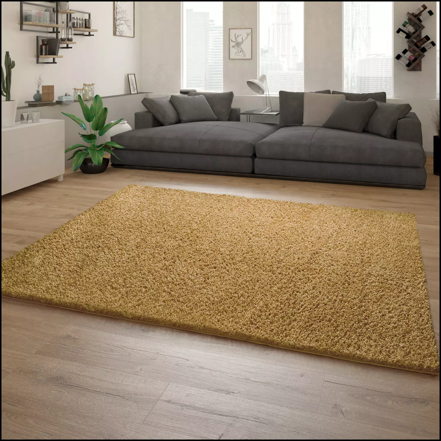 Hochflor-Teppich Trip Gelb 300x400 Cm – Bild 3