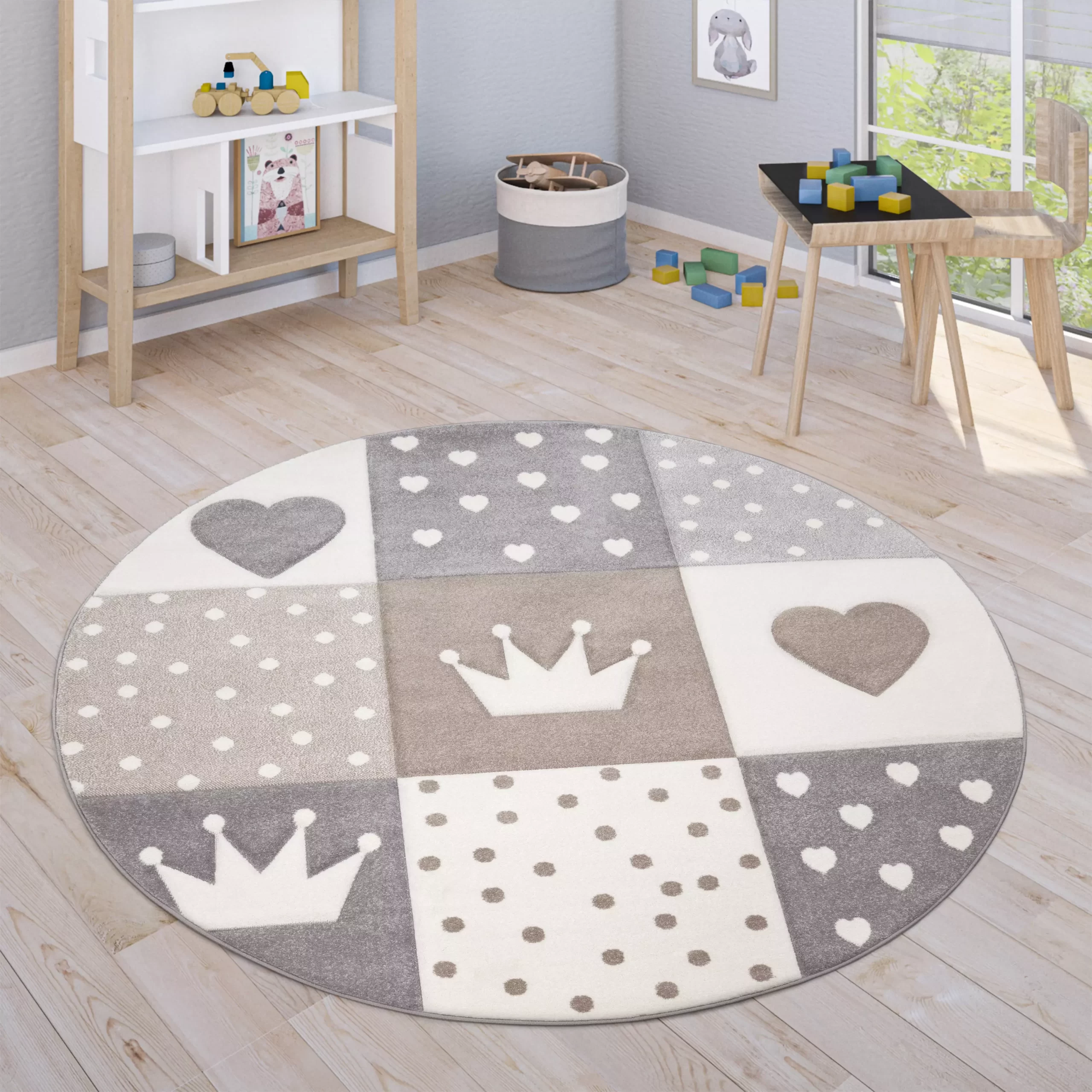 Kinderteppich Kosmos Beige 200 Cm Rund