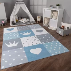 Kinderteppich Eliza Blau 140x200 Cm