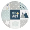 Waschbarer Kinderteppich Chiko Blau 120 Cm Rund