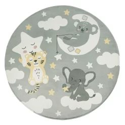 Waschbarer Kinderteppich Chiko Grau 150 Cm Rund