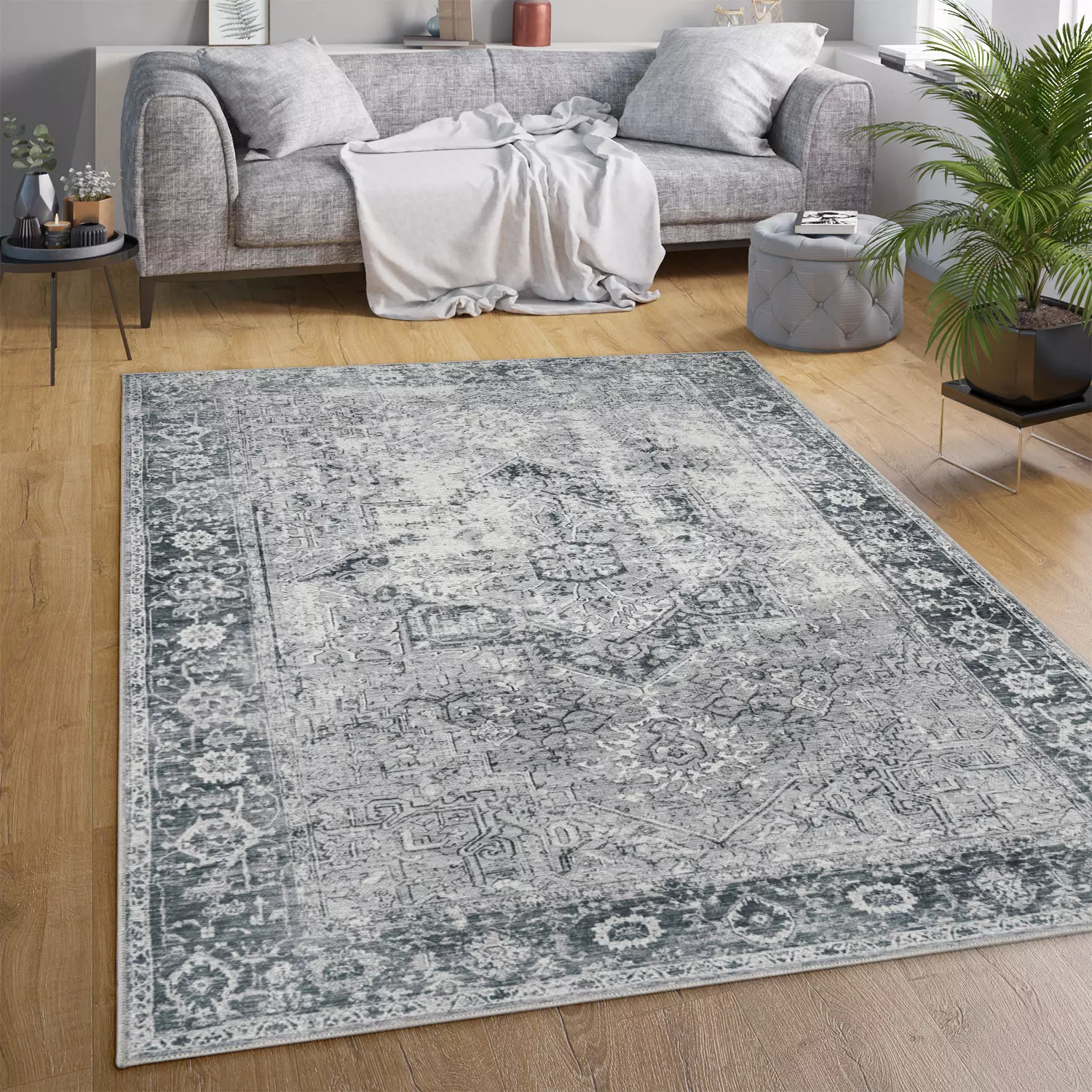 Waschbarer Teppich Leoni Grau 160x220 Cm – Bild 2