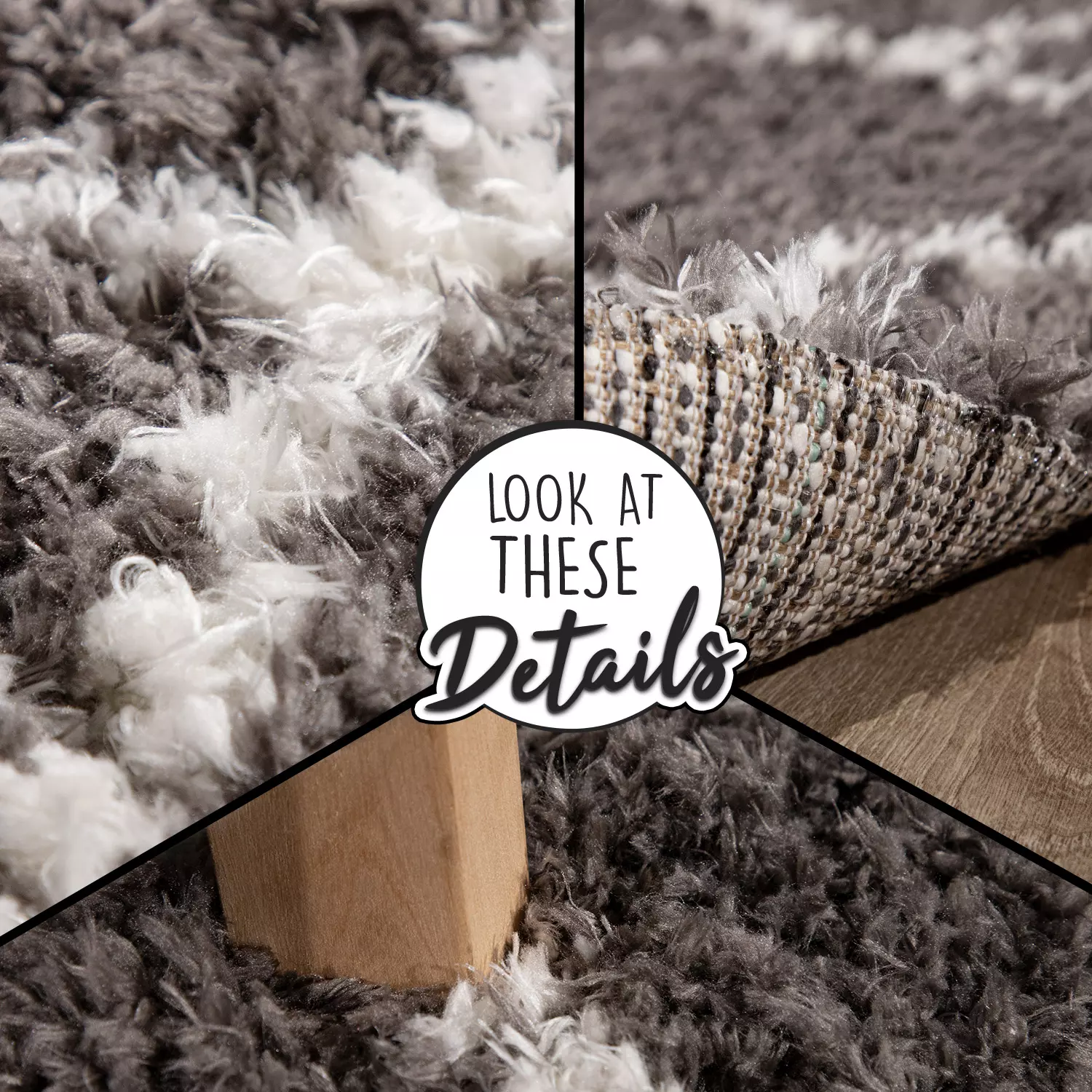 Hochflor-Teppich Mahara Grau 80x150 Cm – Bild 4