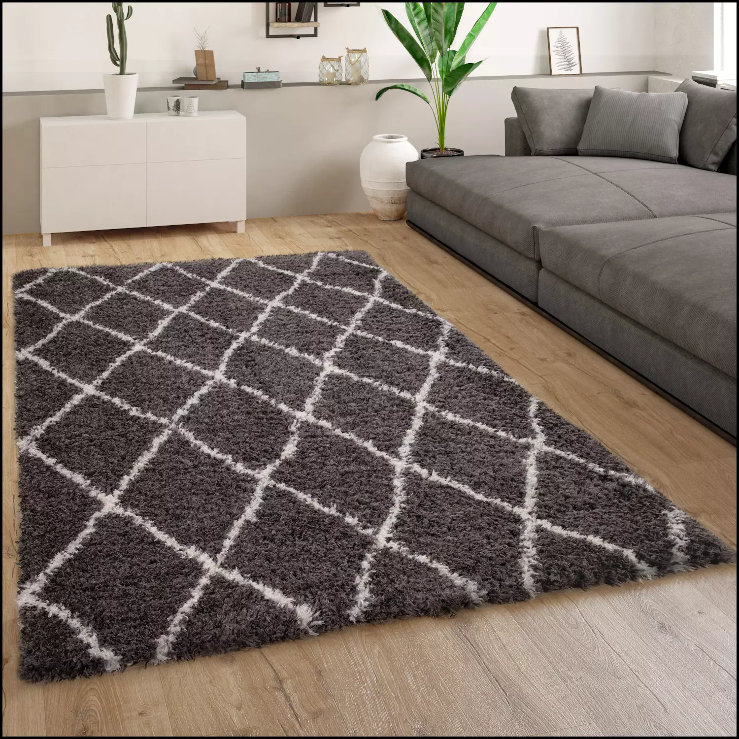 Hochflor-Teppich Mahara Grau 80x150 Cm