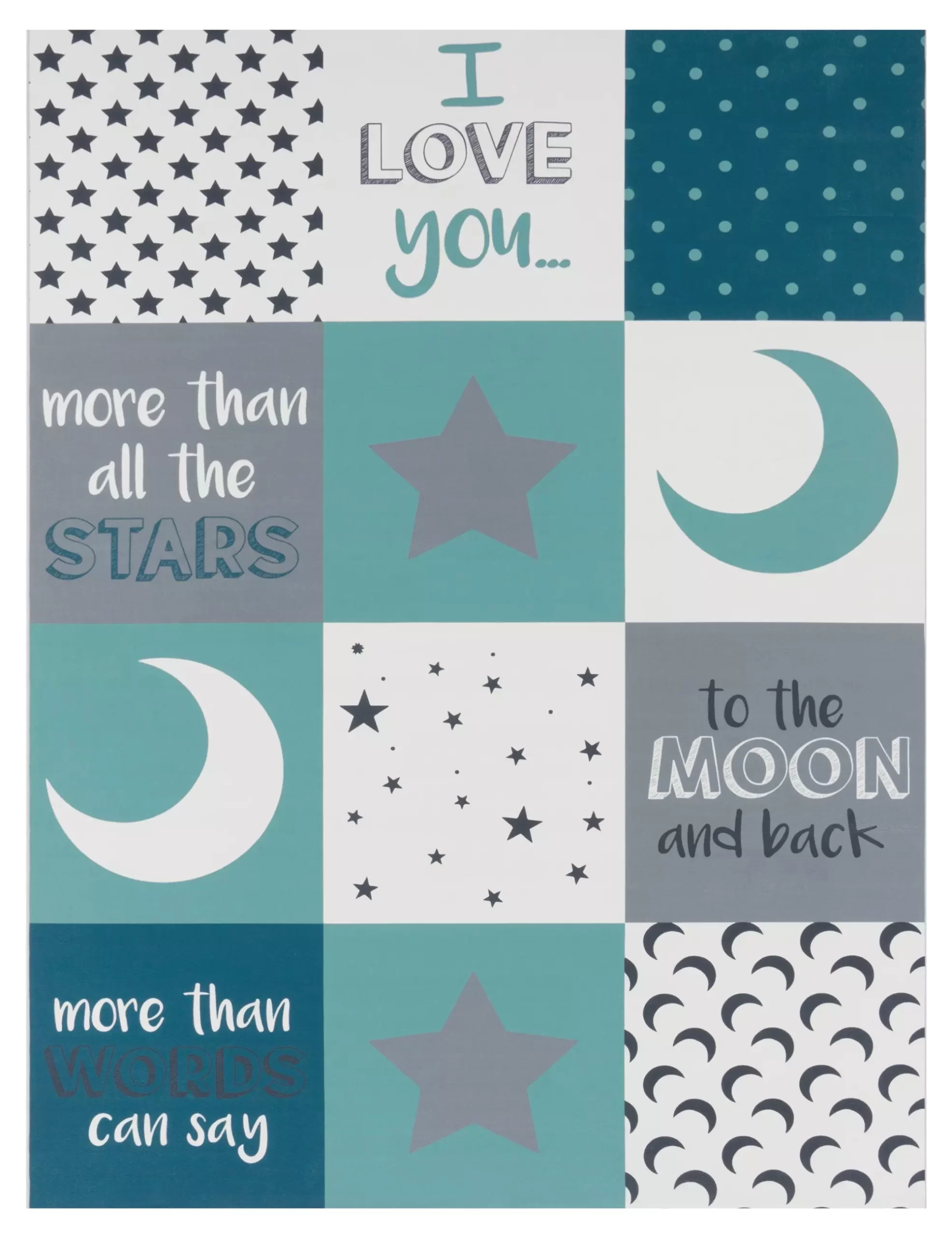 Waschbarer Kinderteppich Aleynia Türkis 140x200 Cm