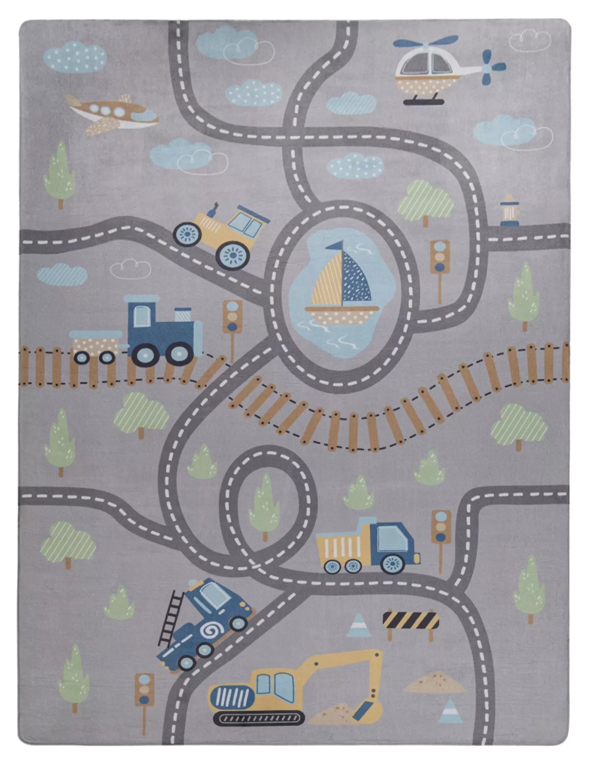 Waschbarer Kinderteppich Chiko Grau 80x150 Cm